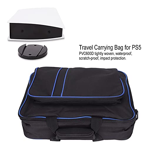 214 Bolsa de Transporte Portátil de Viaje para PS5, Funda Protectora de Consola de Gran Capacidad con Correa de Hombro Ajustable Y Almohadilla Acampanada para Controlador de Juegos PS5(Blue Black)