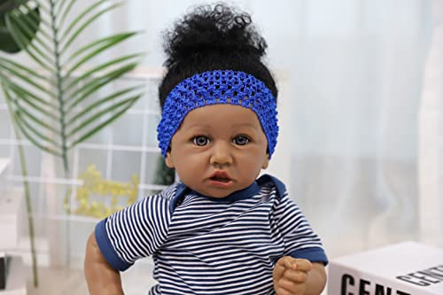 22 pulgadas/55 cm Muñeca Reborn Reales Lifelike Dolls Niño Toddler Realista Originales Regalos Juguetes Silicona Suave Niñas Negra Juguetes para Niños