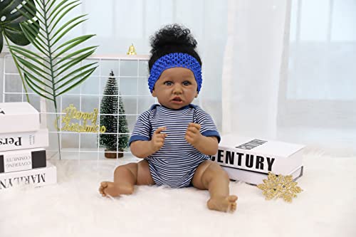 22 pulgadas/55 cm Muñeca Reborn Reales Lifelike Dolls Niño Toddler Realista Originales Regalos Juguetes Silicona Suave Niñas Negra Juguetes para Niños