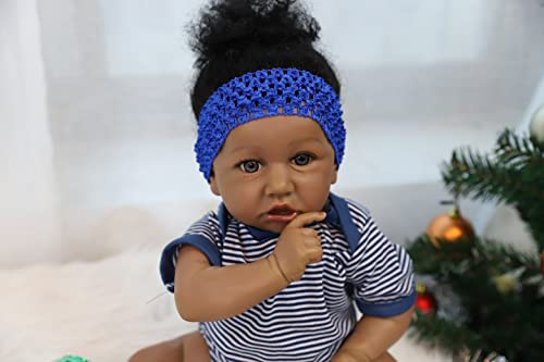 22 pulgadas/55 cm Muñeca Reborn Reales Lifelike Dolls Niño Toddler Realista Originales Regalos Juguetes Silicona Suave Niñas Negra Juguetes para Niños