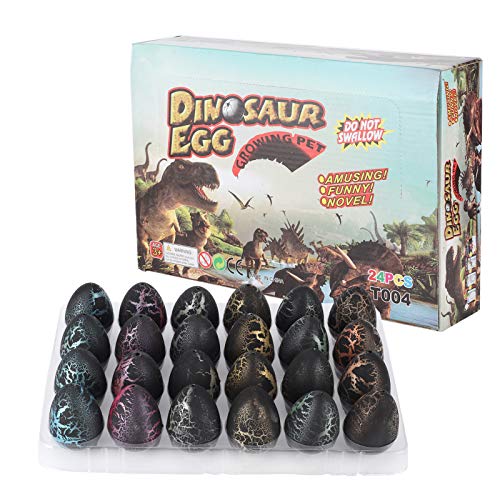 24 piezas de huevos de dinosaurio de Pascua, huevos de dinosaurio de Pascua que crecen en el agua kits de ciencia para incubar huevos juguete educativo para niños de 3 a 10 niños y niñas(Negro)