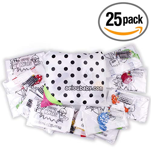 25 Bolsas para Colorear + 1 Bolsa Reutilizable | 25 Bolsas Individuales con 5 Ceras de Colores y Globo | Regalo niños Fiestas y cumpleaños