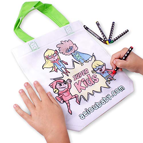 25 Bolsas para Colorear + 1 Bolsa Reutilizable | 25 Bolsas Individuales con 5 Ceras de Colores y Globo | Regalo niños Fiestas y cumpleaños