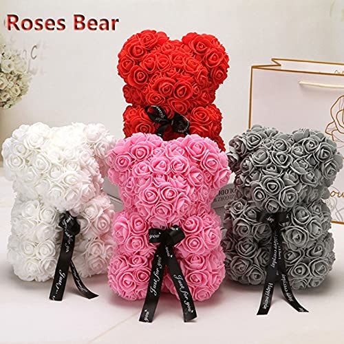 25 cm lindo EDUCACIÓN FÍSICA Flor de rosa osos de peluche Osos de espuma de boda de rosa Decoraciones for el hogar Cumpleaños Valentines's D regalo amor oso muñecas ( Color : Red , Size : 25cm )