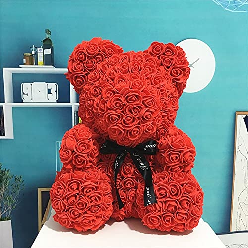 25 cm lindo EDUCACIÓN FÍSICA Flor de rosa osos de peluche Osos de espuma de boda de rosa Decoraciones for el hogar Cumpleaños Valentines's D regalo amor oso muñecas ( Color : Red , Size : 25cm )