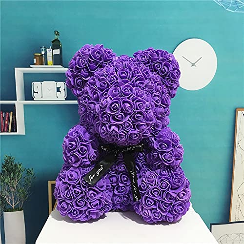 25 cm lindo EDUCACIÓN FÍSICA Flor de rosa osos de peluche Osos de espuma de boda de rosa Decoraciones for el hogar Cumpleaños Valentines's D regalo amor oso muñecas ( Color : Red , Size : 25cm )