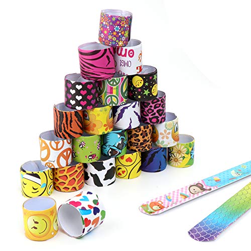 25Pcs Pulseras Slap Pulsera Bofetada Pulseras de Juguete Slap Bracelets Banda de Pulsera Fiesta Cumpleaños de Infantil Rellenos de Bolsa de Fiesta para niños niñas