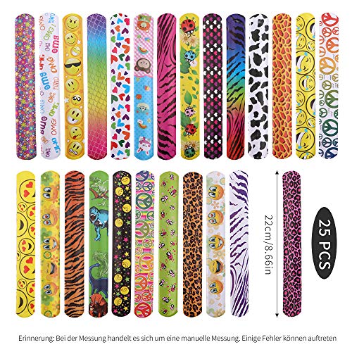 25Pcs Pulseras Slap Pulsera Bofetada Pulseras de Juguete Slap Bracelets Banda de Pulsera Fiesta Cumpleaños de Infantil Rellenos de Bolsa de Fiesta para niños niñas