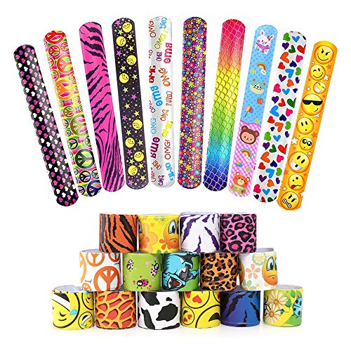 25Pcs Pulseras Slap Pulsera Bofetada Pulseras de Juguete Slap Bracelets Banda de Pulsera Fiesta Cumpleaños de Infantil Rellenos de Bolsa de Fiesta para niños niñas