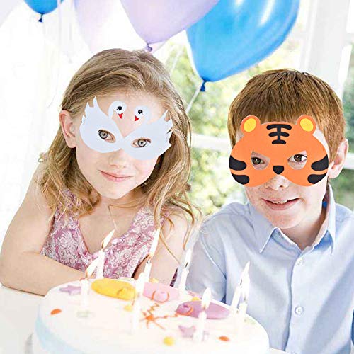 28 Piezas Fiesta Máscaras para Niños, Fieltro Máscaras para Animal Cosplay Fiesta Ojo Máscaras con Cuerda Elástica para Niños Fiesta Mascarada Decoración