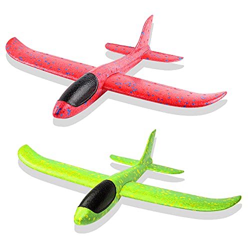 2P Aviones Planeadores de Espuma de 12.5 Pulgadas para Niños, Niñas y Niños, Modelo de Avión de Espuma Lanzado a Aano, Juego de Deportes al Aire Libre, Regalo de Cumpleaños (Color Aleatorio)