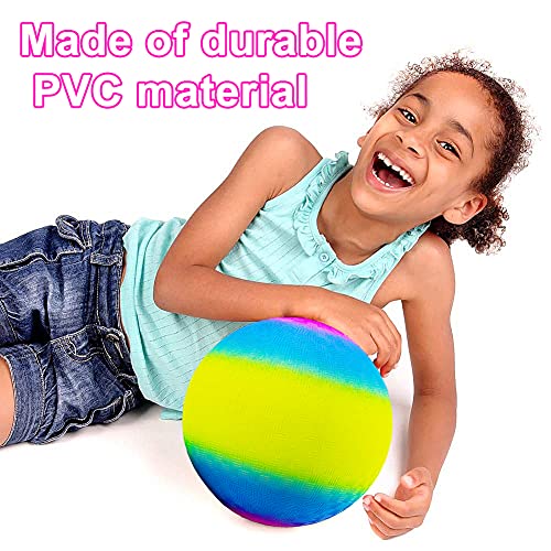 2pcs Pelota de Playa Inflable, BKJJ Pelota Blanda para Niños, Bolas de arcoíris de 8.5 Pulgadas, Inflación de Deportes de Playa Pelota de Juego Kickball Pelota de Playa Pelota de Colores