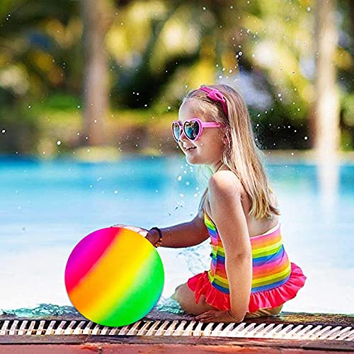 2pcs Pelota de Playa Inflable, BKJJ Pelota Blanda para Niños, Bolas de arcoíris de 8.5 Pulgadas, Inflación de Deportes de Playa Pelota de Juego Kickball Pelota de Playa Pelota de Colores