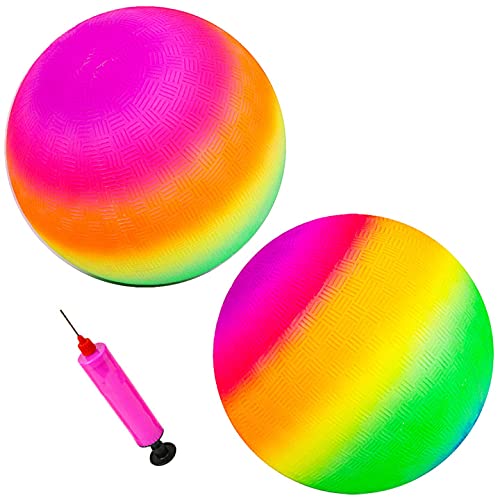 2pcs Pelota de Playa Inflable, BKJJ Pelota Blanda para Niños, Bolas de arcoíris de 8.5 Pulgadas, Inflación de Deportes de Playa Pelota de Juego Kickball Pelota de Playa Pelota de Colores