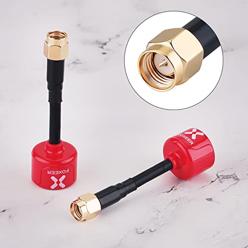 2pz Foxeer Lollipop FPV Antenna 5.8G 2.3dBi RHCP Super Mini TX Antenna RX RP-SMA Maschio per RC FPV Drone (Rosso)