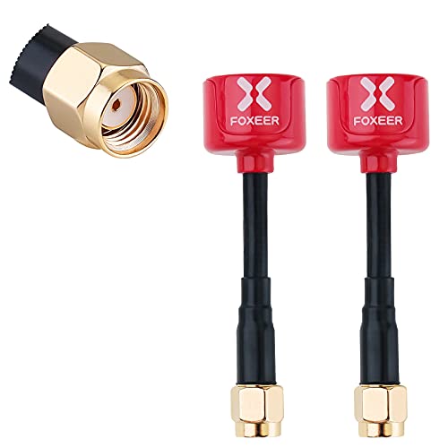 2pz Foxeer Lollipop FPV Antenna 5.8G 2.3dBi RHCP Super Mini TX Antenna RX RP-SMA Maschio per RC FPV Drone (Rosso)