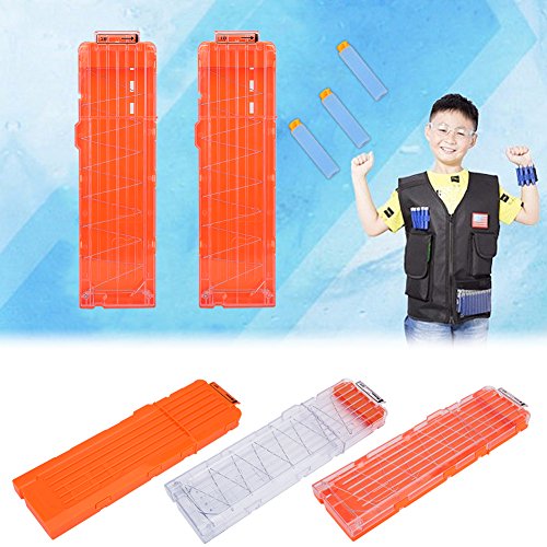 3 Colores Balas Nerf Cargador, 18 Dardos Recargadores de Nerf, Cargadores Nerf Elite para Pistola Cartucho Dardo Pistola(Naranja Transparente)