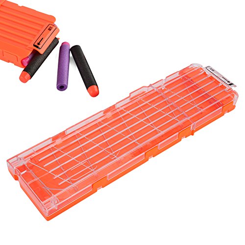 3 Colores Balas Nerf Cargador, 18 Dardos Recargadores de Nerf, Cargadores Nerf Elite para Pistola Cartucho Dardo Pistola(Naranja Transparente)