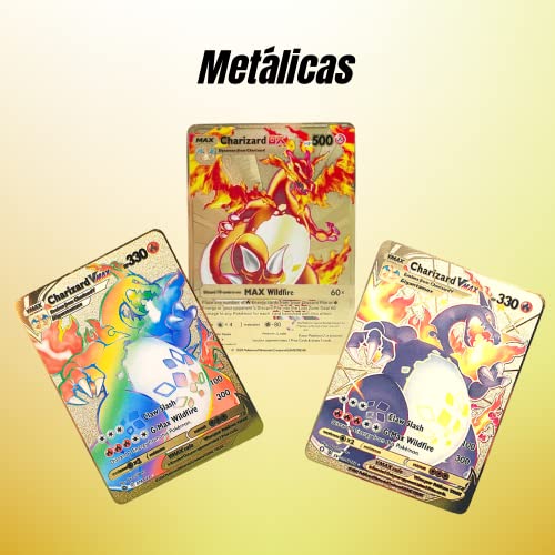 3 X Cartas Pokémon Doradas VMAX - Edición Coleccionista Tarjetas Oro de Metal - Metal Golden Card