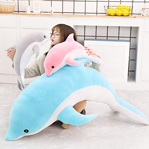 30-140cm Venta Grande Lindo Muñeco de Peluche Suave Delfín Juguetes de Peluche Animal Marino Niñas Moda Almohada para Dormir Bebé Regalo para Niños 100cm Azul