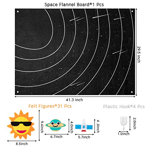 35 Felt Sun Systems Storyboard Kit para niños Felt Universe Storytelling Set Reutilizable Space Lab Toys Planetas Alien Galaxy Juguetes de aprendizaje colgantes Regalo de cumpleaños para niños y niñas