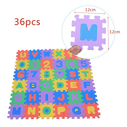 36pcs Suave Espuma EVA Puzzle Juego Alfombras Números y Letras Niños Jugando Rastreo Cojín Aula Gimnasio Accesorio de Entrenamiento para Bebé Infante