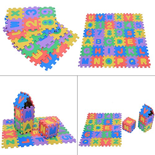 36pcs Suave Espuma EVA Puzzle Juego Alfombras Números y Letras Niños Jugando Rastreo Cojín Aula Gimnasio Accesorio de Entrenamiento para Bebé Infante