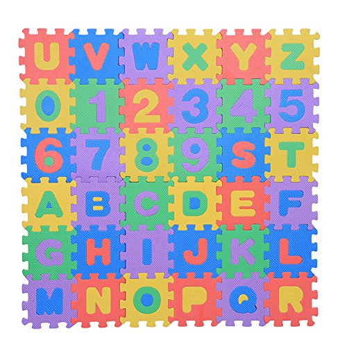 36pcs Suave Espuma EVA Puzzle Juego Alfombras Números y Letras Niños Jugando Rastreo Cojín Aula Gimnasio Accesorio de Entrenamiento para Bebé Infante