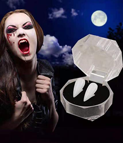 4 pares de colmillos de dientes de vampiro ,Accesorios de cosplay accesorios de disfraces de Halloween favores de fiesta con adhesivo de dientes.