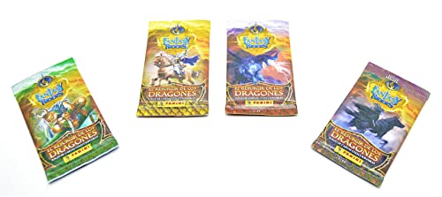 4 x Fantasy Riders 4 x Juego de Cartas Mixtas. Juego de Cartas coleccionables, 4 Paquetes, resurgir de los Dragones