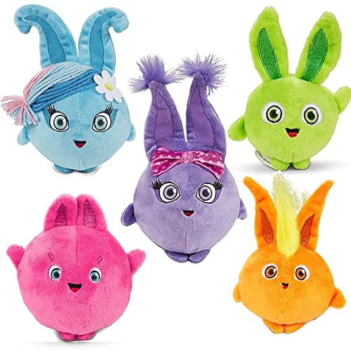 5 piezas Animales de peluche suaves Sunny Bunnies Peluches Niños Conejo feliz durmiendo Juguete de dibujos animados para bebé Rosa Niños Cumpleaños Navidad Halloween Huevos de Pascua Regalos