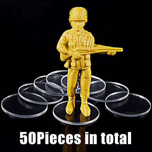 50 Bases de miniaturas Transparentes de 25 mm Accesorios Circulares de Acrílico de Juegos Soportes de Exhibición de Figuras de Acción de Plástico Soporte de Figura Redonda, 1,5 mm de Espesor