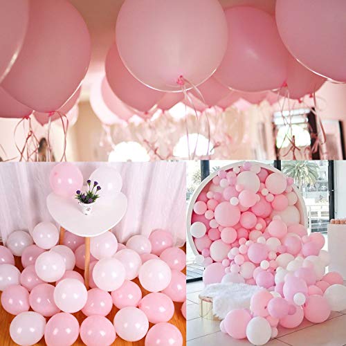 50 Globos Rosa Blanco y Rosato Brillante de Látex de 36 cm. Globos de Helio de 3,2g. Decoraciones y Accesorios para Fiesta de Cumpleaño, Bautizo y Boda