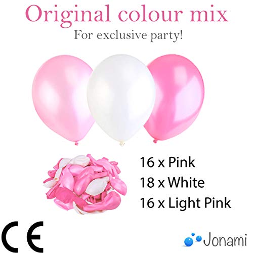 50 Globos Rosa Blanco y Rosato Brillante de Látex de 36 cm. Globos de Helio de 3,2g. Decoraciones y Accesorios para Fiesta de Cumpleaño, Bautizo y Boda