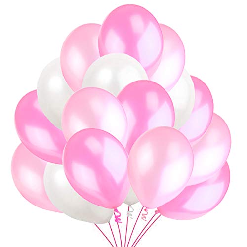 50 Globos Rosa Blanco y Rosato Brillante de Látex de 36 cm. Globos de Helio de 3,2g. Decoraciones y Accesorios para Fiesta de Cumpleaño, Bautizo y Boda