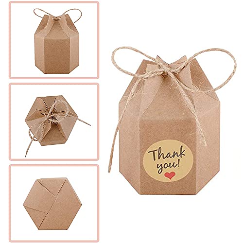 50 Piezas Cajas Kraft Marrón de La Regalos, Caja de Papel de Regalo, Caja de Dulces de Papel Kraft, Cajas de Regalo con Cuerda, para Bodas Presentación Regalos, Fiestas, Dulces