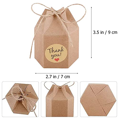 50 Piezas Cajas Kraft Marrón de La Regalos, Caja de Papel de Regalo, Caja de Dulces de Papel Kraft, Cajas de Regalo con Cuerda, para Bodas Presentación Regalos, Fiestas, Dulces