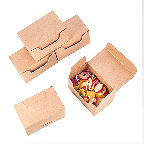 50 Piezas Kraft Papel Cajas De Regalo Papel, Cajas De Cartón Kraft Marrón, Cajas Kraft Marrón Para Fiestas, Con Etiquetas De Regalo y Cuerda De Cáñamo Para Fiestas Galletas Joyas Regalo, 10 x 6 x 6cm