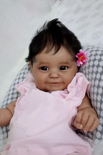 50CM Cuerpo Suave Piel Negra Bebé afroamericano Maddie Reborn Baby Girl Cabello Flexible con biberón y Chupete