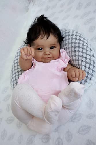 50CM Cuerpo Suave Piel Negra Bebé afroamericano Maddie Reborn Baby Girl Cabello Flexible con biberón y Chupete