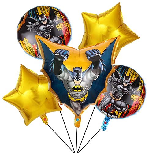 5PCS Batman Globos - simyron Superhéroes Globo Decoraciones, Decoraciones Batman Foil Globo,Superhéroes Suministros de Fiesta Temáticos de Batman Globos para Regalos de niños de Fiesta