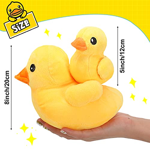 6 Animales de Peluche de Pato con Pato de Bebé Juego de Juguete Suave Pato de Peluche Felpa de 8 Pulgadas y 5 Juguetes de Peluche de Patito Pequeño de 5 Pulgadas Muñeco Animal Pato Amarillo