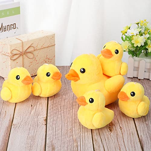 6 Animales de Peluche de Pato con Pato de Bebé Juego de Juguete Suave Pato de Peluche Felpa de 8 Pulgadas y 5 Juguetes de Peluche de Patito Pequeño de 5 Pulgadas Muñeco Animal Pato Amarillo