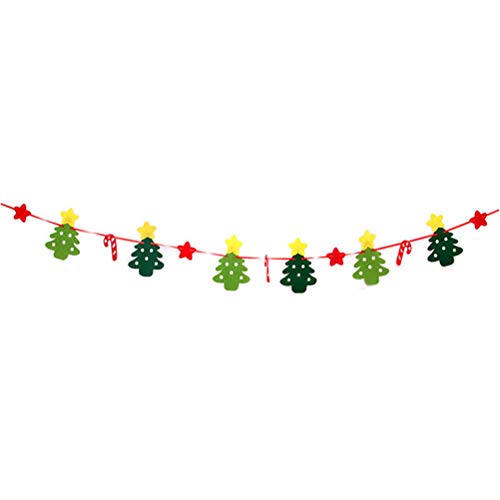 6 banderas de Feliz Navidad Nnon- tejidas banderines decoración DIY Banner Pull Flag Party suministros (letras banner y bandera de árbol de estrellas