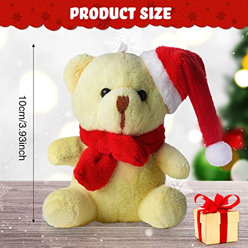 6 Juguetes de Osito de Peluche de Animal de Felpa Escarchado con Bufanda para Niños Niñas Muñeco de Peluche Suave Bonito de 3,9 Pulgadas para Cumpleaños Fiesta de Navidad (Estilo Clásico)