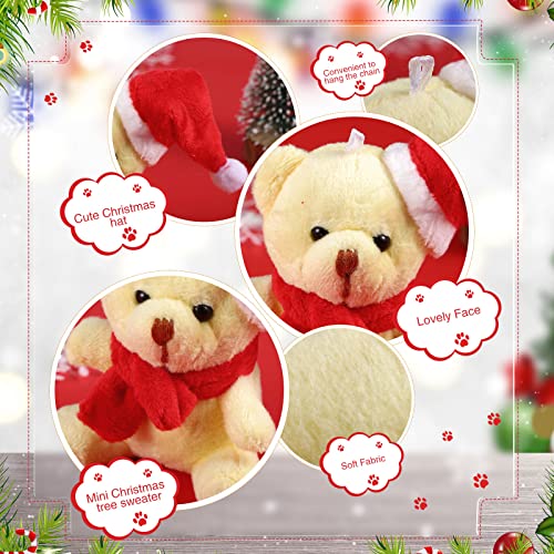 6 Juguetes de Osito de Peluche de Animal de Felpa Escarchado con Bufanda para Niños Niñas Muñeco de Peluche Suave Bonito de 3,9 Pulgadas para Cumpleaños Fiesta de Navidad (Estilo Clásico)