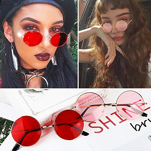 6 Pares Gafas Redondas Hippie Vintage Gafas Disfraz Divertidas Fiesta Carnaval Tropical Hawaiana Photocall Boda Estilo de Años 1960 de Colores para Mujer Hombre