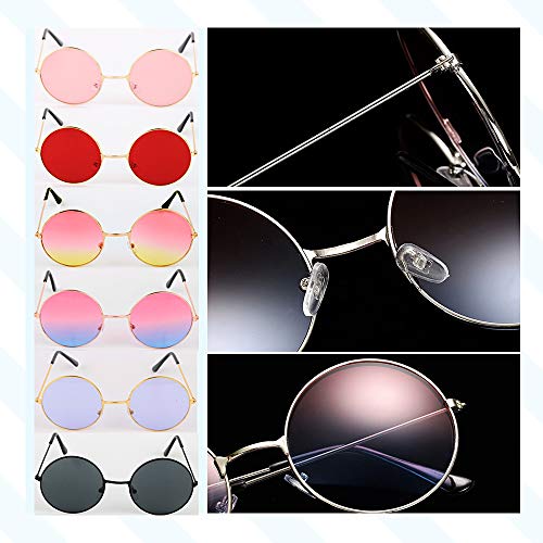 6 Pares Gafas Redondas Hippie Vintage Gafas Disfraz Divertidas Fiesta Carnaval Tropical Hawaiana Photocall Boda Estilo de Años 1960 de Colores para Mujer Hombre