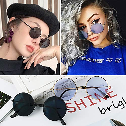 6 Pares Gafas Redondas Hippie Vintage Gafas Disfraz Divertidas Fiesta Carnaval Tropical Hawaiana Photocall Boda Estilo de Años 1960 de Colores para Mujer Hombre