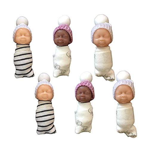 6 Unids Mini Reborn Baby Doll Christmas Mini Recién Nacido Bebé PVC Simulación De La Simulación Regalo para La Decoración De Navidad Estilo Aleatorio (5 Cm)